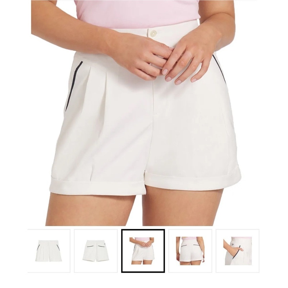Puma x Arnold Palmer Women Golf Shorts White Navy Blue Pleated Size Large